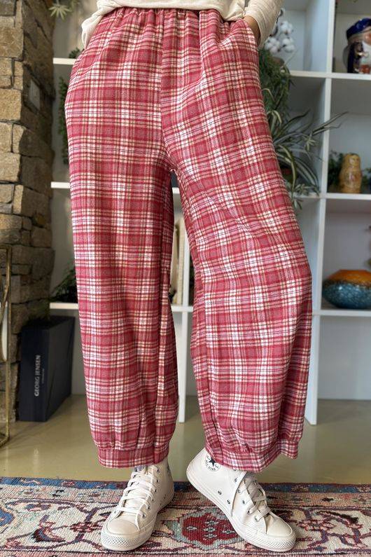 Patrick Plaid Brushed Cotton Demi Bloom Pant Soft Red
